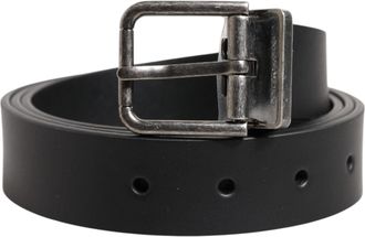 Dolce & Gabbana Black Classic Leather Metal Buckle Mens Belt