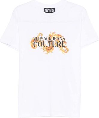 Versace Jeans Couture White Solid Crew Neck T-Shirt