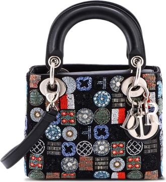 Dior Lady Dior Bag Embellished Satin Mini satchel - Zwart