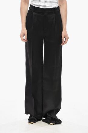 Saint Laurent Pantaloni Palazzo in Satin di Seta Saint Laurent