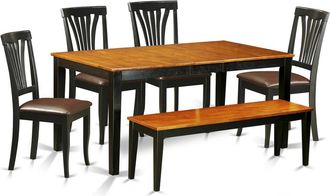 East West Furniture 6 PC Kitchen Table set-Dining Table and 4 Dining Chairs plus a bench