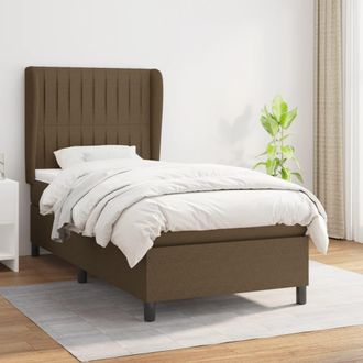 vidaXL Vidaxl - Cama Box Spring Con Colch&oacute;n Tela Marr&oacute;n Oscuro 80x200 Cm