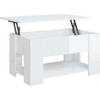 vidaXL Mesa De Centro Madera De Ingenier&iacute;a Blanco Brillo 79x49x41 Cm Vidaxl