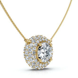 Pompeii3 Certified 3 1/2Ct Euro Diamond Pendant 14k Gold 18 Womens Necklace Lab Grown