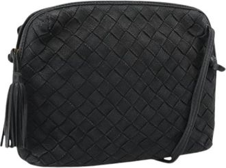 Bottega Veneta Pre-owned Canvas Shoulder Bag - Dames - Vintage Schoudertas - Zwart - ONE Size - Leer - Vintage