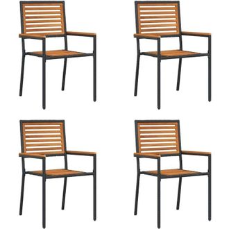 vidaXL Sillas Apilables De Jard&iacute;n 4 Pcs Marr&oacute;n, Gris Vidaxl