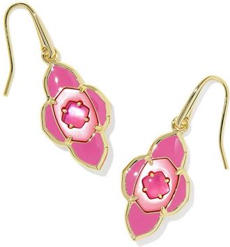 Kendra Scott Womens Abbie Medallion Small Drop Earrings In Gold Hot Pink Mix