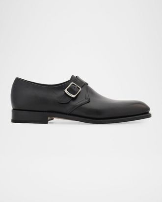 Ferragamo Men & apos;s Sullivan Tramezza Leather Monk-Strap Loafers