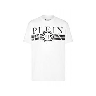 Philipp Plein Tops, Heren, Wit, L, Katoen, T-shirt Ronde Hals SS