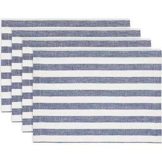 Solino Home Linen Placemats - Sorrento Stripe, 14 x 19 in Navy And White at Nordstrom, Size Medium