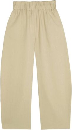 Cortana Broeken, Dames, Beige, L, Wol, Rocco, linnen en zuivere wollen broek zand