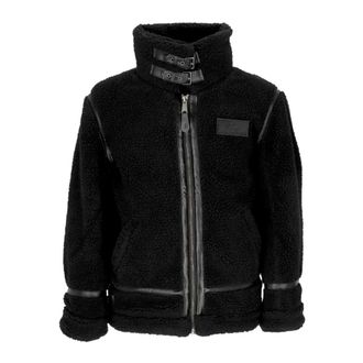 Alpha Industries Zwarte Teddy Sherpa Jas met Hoge Kraag - Heren - Winterjassen - Zwart - XL - Polyester - Jassen