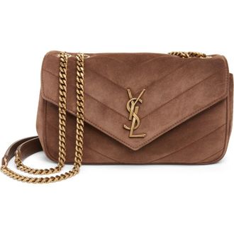 Saint Laurent Small Loulou Chain Leather Shoulder Bag in Brown Coffee at Nordstrom
