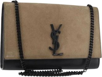 Saint Laurent Pre-owned Shoulder Bags, female, Beige, Size: ONE SIZE Pre-owned Suede Crossbody Bag