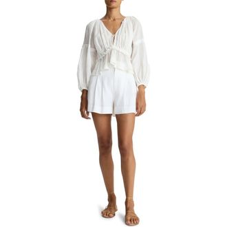 A.L.C. Mateo Linen & Cotton Shorts in Ecru at Nordstrom, Size 2