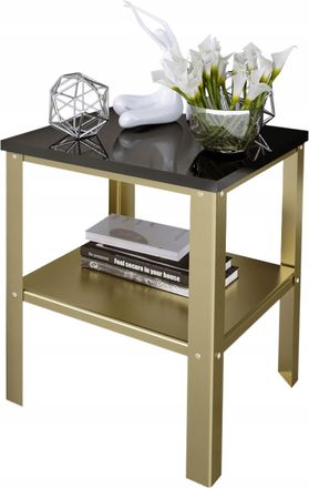OEM Mesita De Noche Atornillada Con Estante, Ideal Para Dormitorio Tipo Loft, 40x40x45 Cm, Color Dorado Con Tapa De Miniperla
