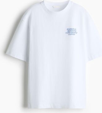 H&M Oversized T-Shirt mit Motivprint - White