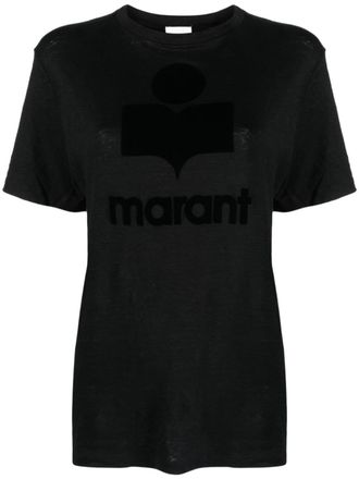 Isabel Marant Zewel flocked linen T-shirt - Black