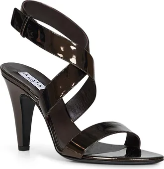 Alaia Womens Sandals Cone Mirror-Effect Leather Bronze Lambskin
