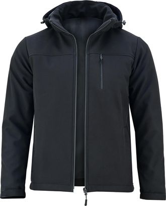 Generic Mens Softshell Jacket with Removable Hood, Waterproof Outdoor Warm Coat (UK, Alpha, XL, Regular, Regular, Black)