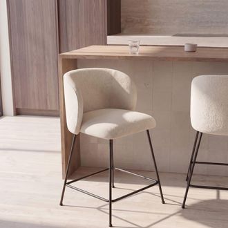 Maisons du monde Lote de 2 sillas para isla de cocina de tejido de poli&eacute;ster tramado crudo, 66 cm