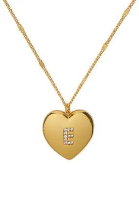 Kate Spade New York crystal initial heart locket necklace in Clear/gold. at Nordstrom