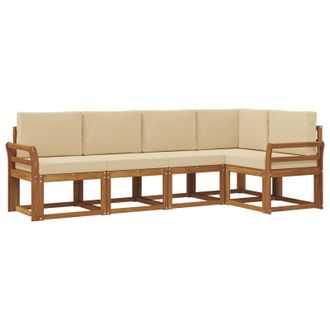 vidaXL Conjunto De Sof&aacute;s De Exterior Con Coj&iacute;n 5 Pcs Natural Y Beige Vidaxl