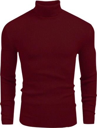 Generic RLEHJN Polos Roll Neck Jumpers for Men, Mens Turtle Neck Knitted Jumper Winter Causal Turtleneck Sweater Ribbed Long Sleeve Tops Slim Fit Plain Pullov