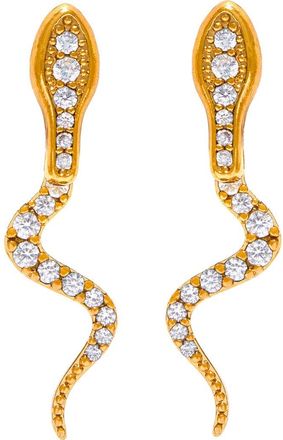 Girls Crew Python Pav&eacute; Cubic Zirconia Jacket Earrings in Gold at Nordstrom