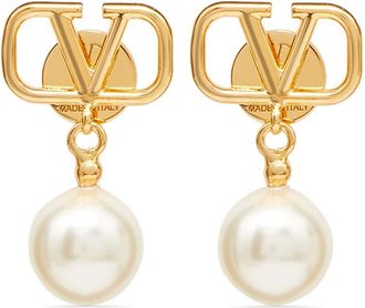 Valentino Garavani Golden VLogo Signature Drop Earrings