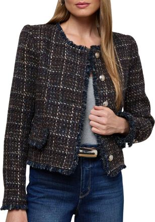 L'agence Zaya Tweed Jacket In Midnight Brown Multi