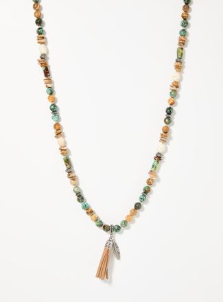 Mancino Mens Tassel pendant bead necklace
