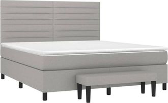 vidaXL Vidaxl - Cama Box Spring Con Colch&oacute;n Tela Gris Claro 180x200 Cm