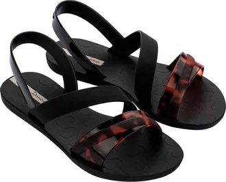 Ipanema Vibrant Water Resistant Slingback Sandal in Black/turtle/beige at Nordstrom, Size 10