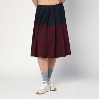 Miu Miu Gonna amaranto/blu navy in kid mohair