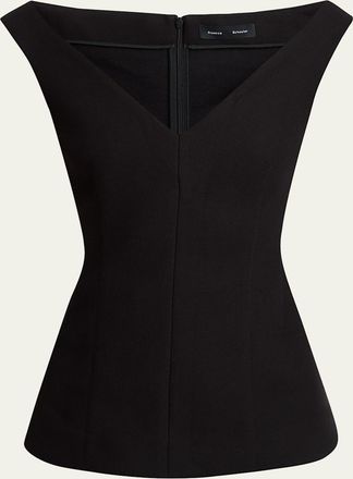 Proenza Schouler Mariam Wool V-Neck Top