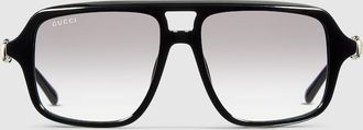 Gucci Oversize Navigator Sunglasses, Black