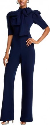 Black Halo Ara Bow Straight Leg Jumpsuit In Navy