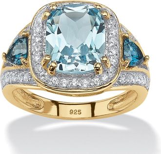 Palm Beach Jewelry 5.13 TCW Blue Topaz 18k Gold Plated Silver Ring
