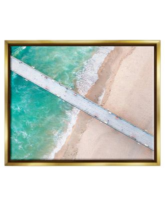 Stupell Industries Aerial Ocean Beach Bridge Framed Floater Canvas Wall Art By Jeff Poe