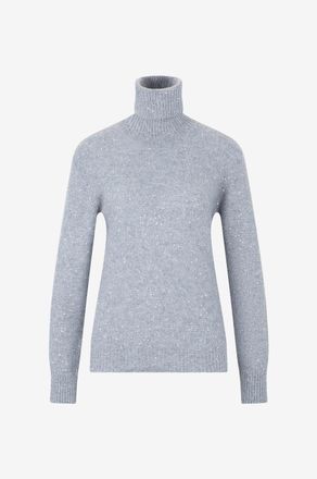 Fabiana Filippi Moosstrick-Rollkragenpullover mit Pailletten