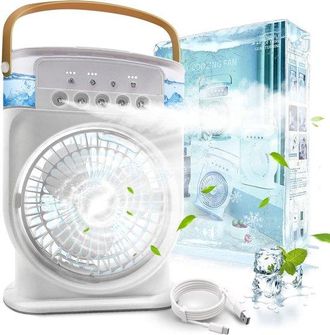 OEM Mini Enfriador De Aire Port&aacute;til 4 En 1, Recargable Mediante Usb Tipo C, Evaporador De Agua Sin Manguera De Drenaje, Funcionamiento Silencioso