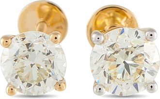 Luxury Bazaar 18K Yellow Gold 3.01ct Diamond Stud Earrings MF05-042726