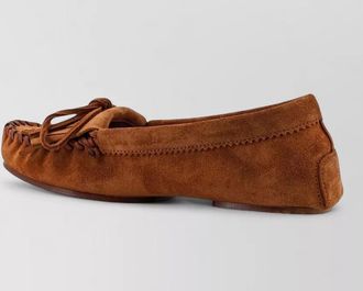 PARIS TEXAS loafers bow detail moccasin stitching suede