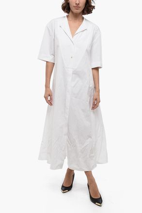 Jil Sander Chemisier Svasato in Popeline di Cotone con Abbottonatura Nascosta Jil Sander