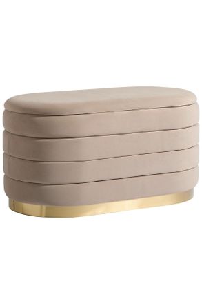 MID.YOU Mid.you Hocker, Metall, Textil, Holzwerkstoff, oval, 80x42x42 cm, Stauraum, Wohnzimmer, Sessel, Hocker & Hockerbänke, Sitzhocker