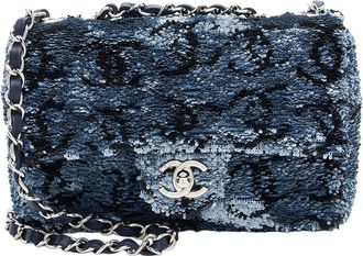 Chanel Black Leather Sequin Cc Rectangular Mini Flap Bag (Authentic Pre-Loved)