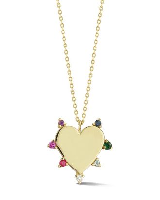 Ember Fine Jewelry 14K 0.02 Ct. Tw. Diamond & Gemstone Heart Necklace