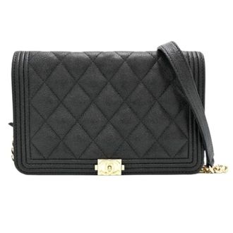 Chanel Pre-owned Chain/Shoulder wallet - Dames - Pre-owned - Zwart - Maat: ONE Size Leer