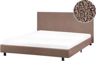 Beliani Beliani - Cama Moderna De Boucl&eacute; 140 X 200 Cm Con Somier Y Cabecero Marr&oacute;n Albi